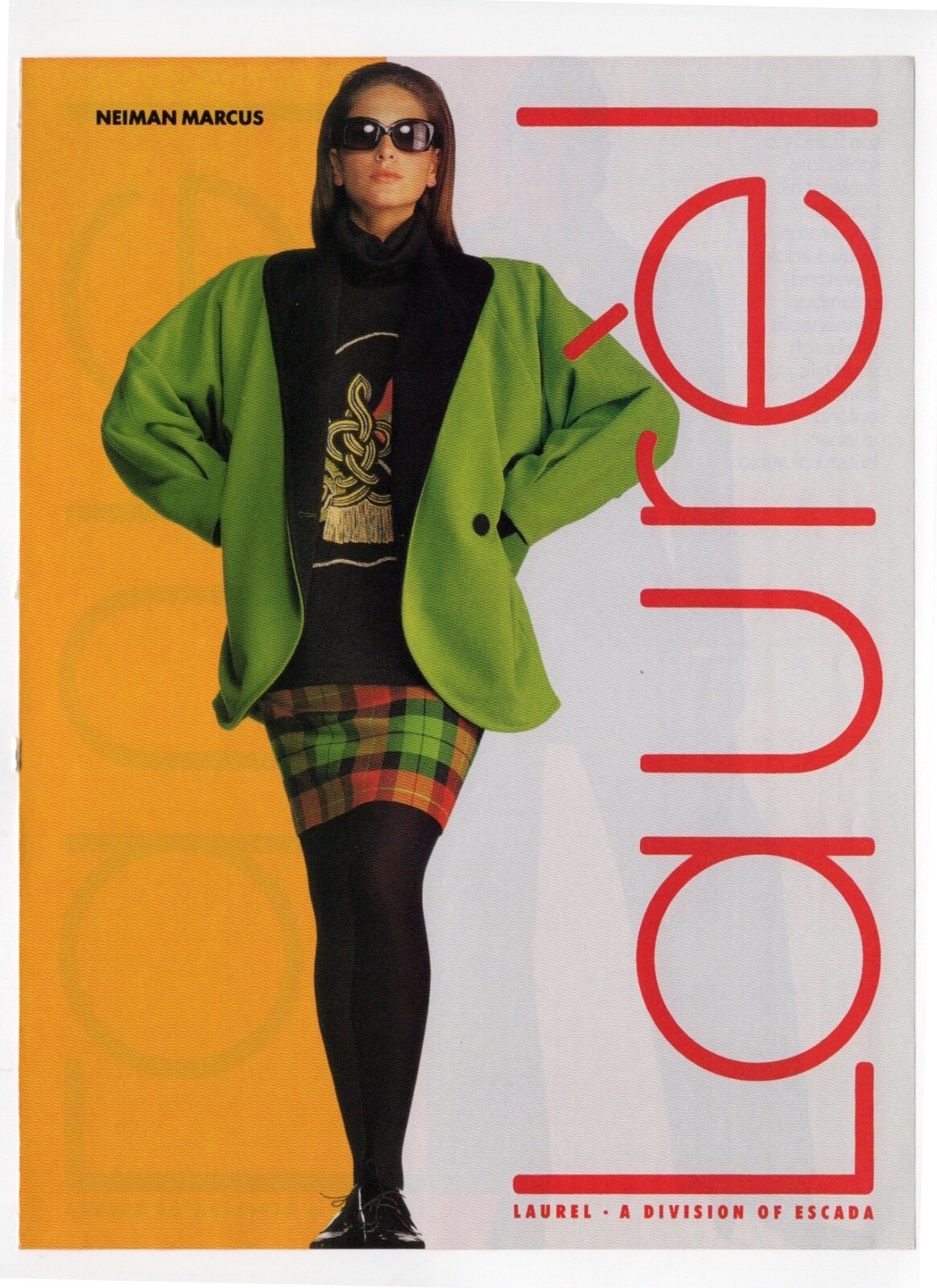 vintage 1990s magazine print ad Laurèl fashion beautiful girl sexy legs green
