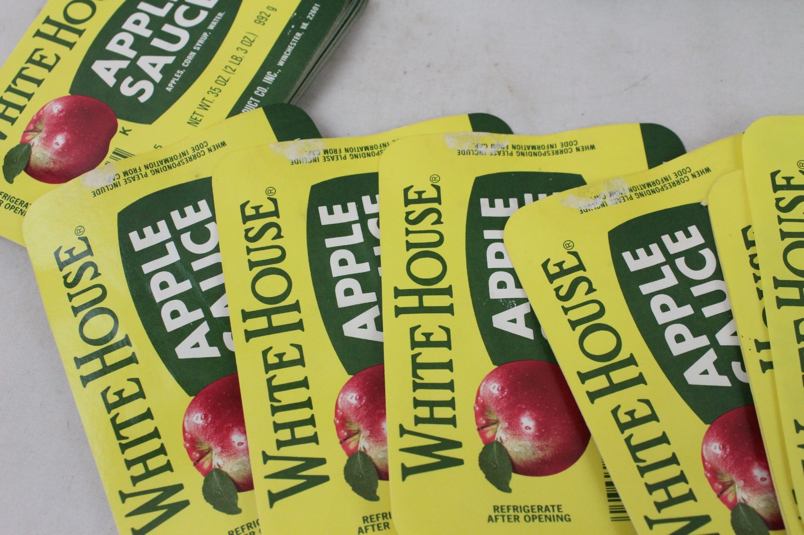 Approx. 150 NOS White House Apple Sauce Label Lot Advertising Food 35oz Virginia