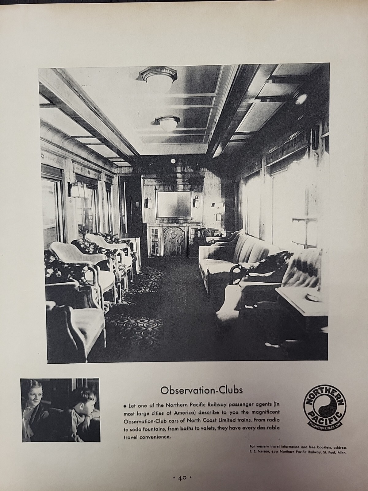 1930 Fortune Magazine Northern Pacific Print Advertising Observation-Clubs Train
