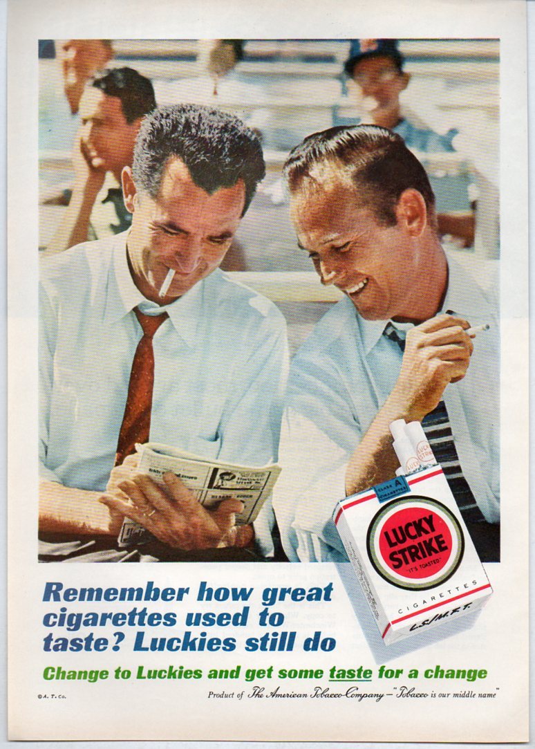 1961 Vintage Ad Lucky Strike Cigarettes Men at Horse Race Track