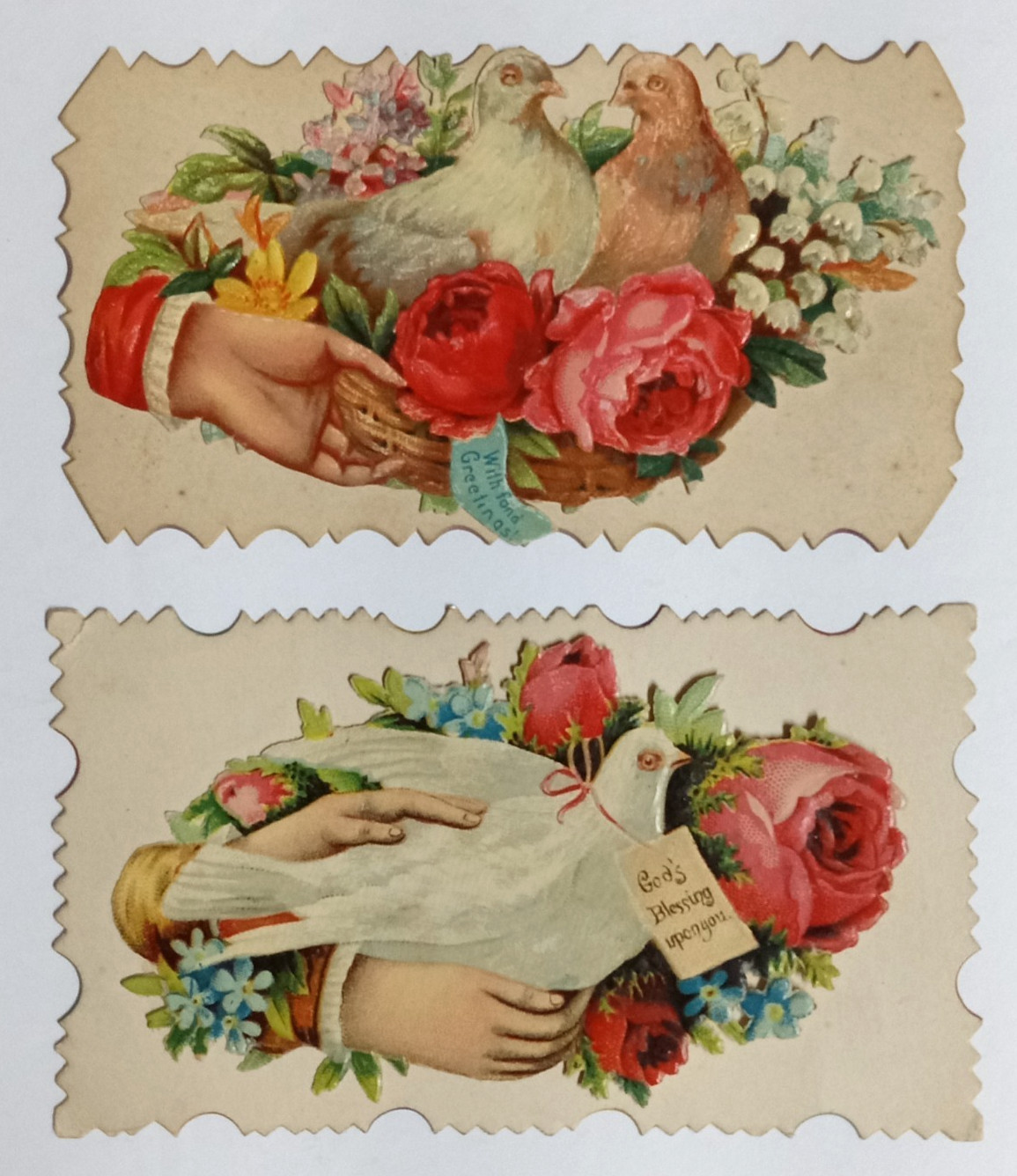 Victorian Die Cut Embossed Advertising Calling Visiting Card Lot c1890s (Qty 2)
