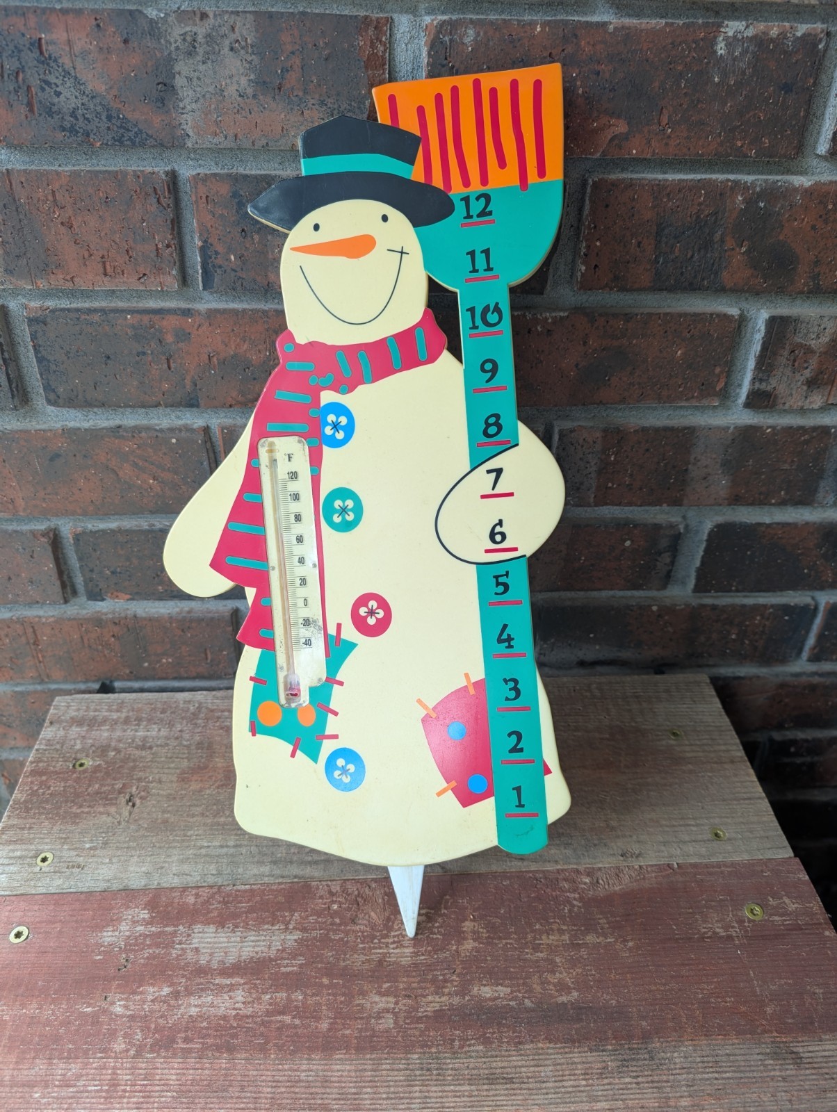 Vintage Snowman Thermometer/Snow Gauge Excellent Condition