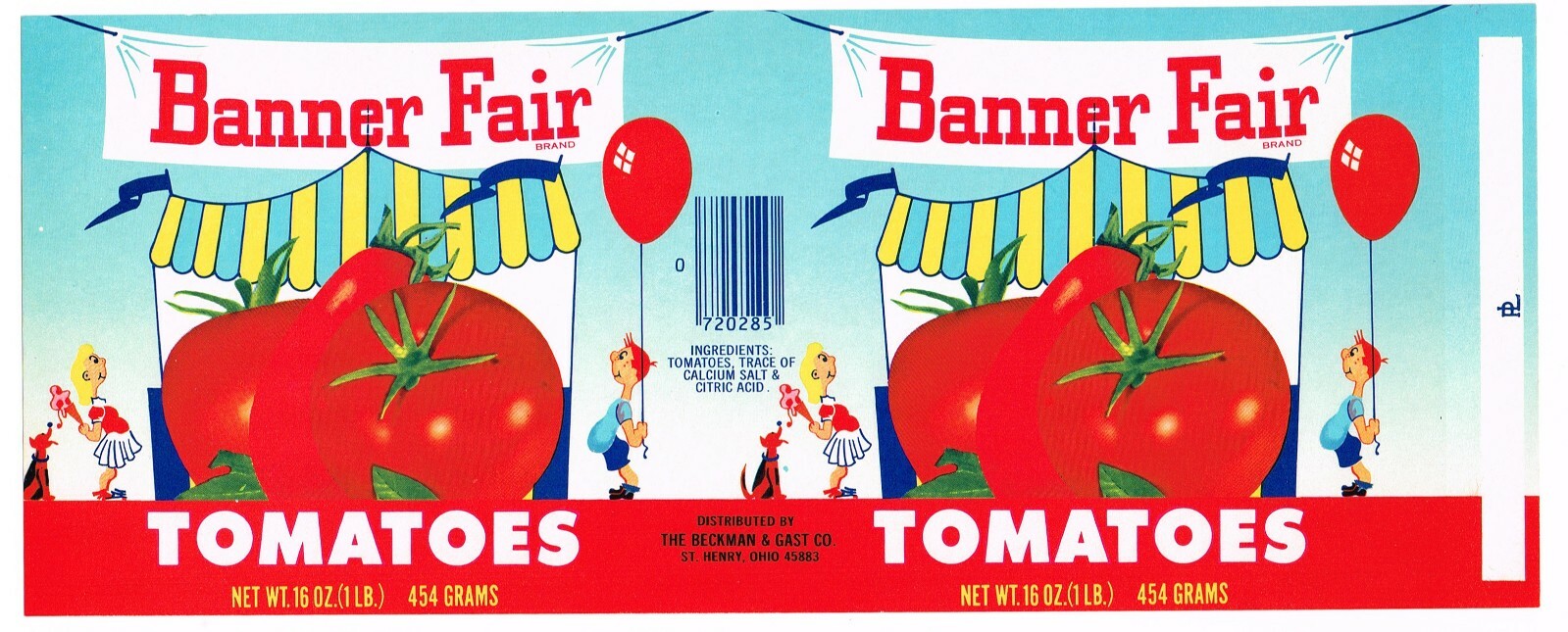 GENUINE CAN LABEL VINTAGE 1979 BANNER FAIR ST HENRY OHIO CARNIVAL CIRCUS BIG TOP