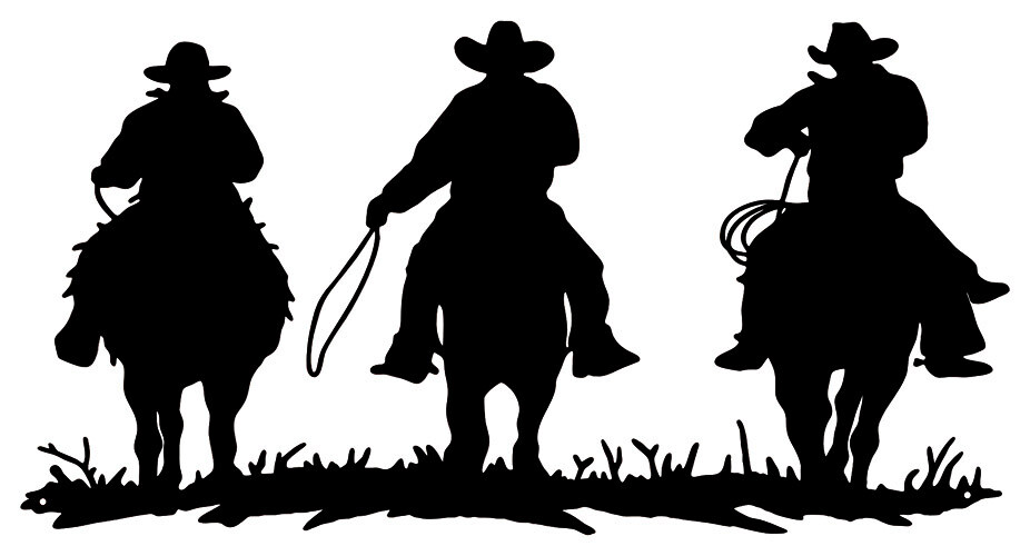 Vintage Style Metal Sign Cowboys Roping Silhouette Wall 12.5×24