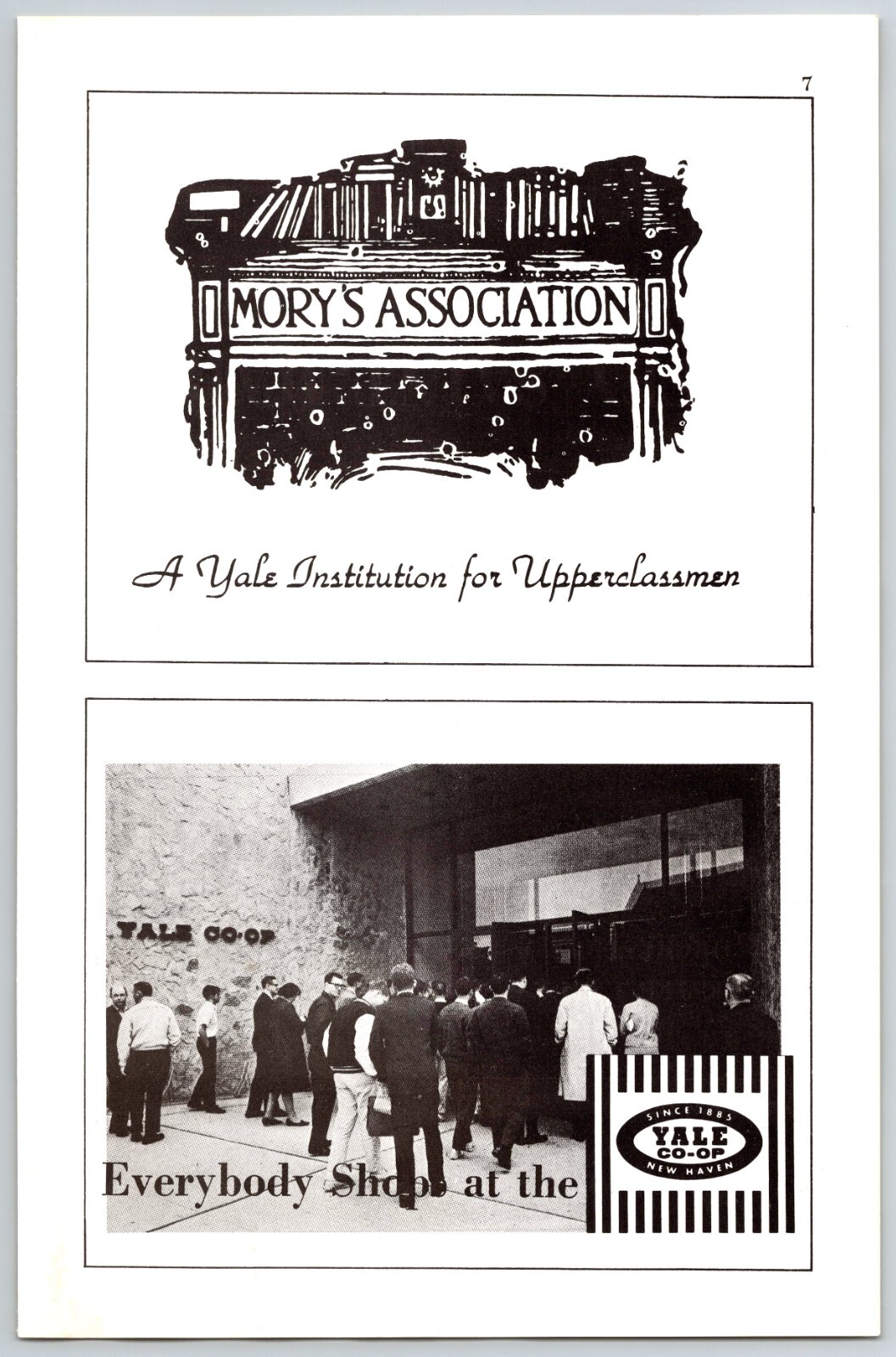 1966 Yale University, Mory’s Association, Yale Co-Op 6 x 9 Print Ad