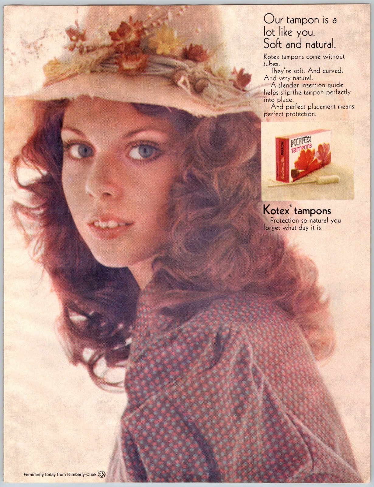 PRETTY YOUNG WOMAN KOTEX TAMPONS Vintage 8″X11″ Magazine Ad 1970’s M761 B