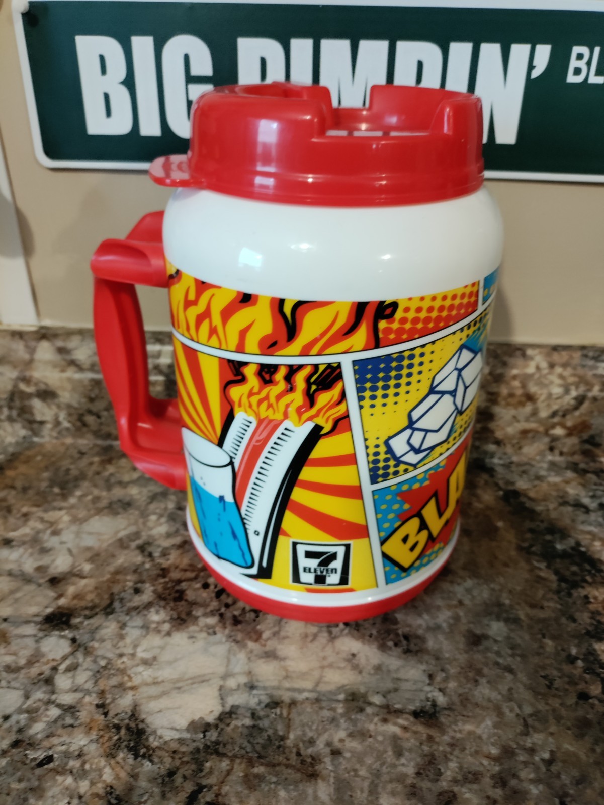 RARE… 7-ELEVEN Big Gulp 52 oz Drink DC Comic Hot Exclusive Insulated Mug BLAM