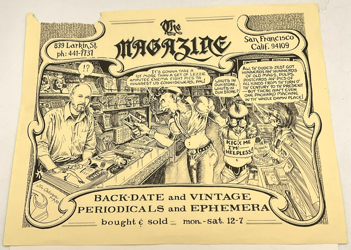 The Magazine San Francisco CA Jim Osborne Underground Comics Store Flyer 8.5×11