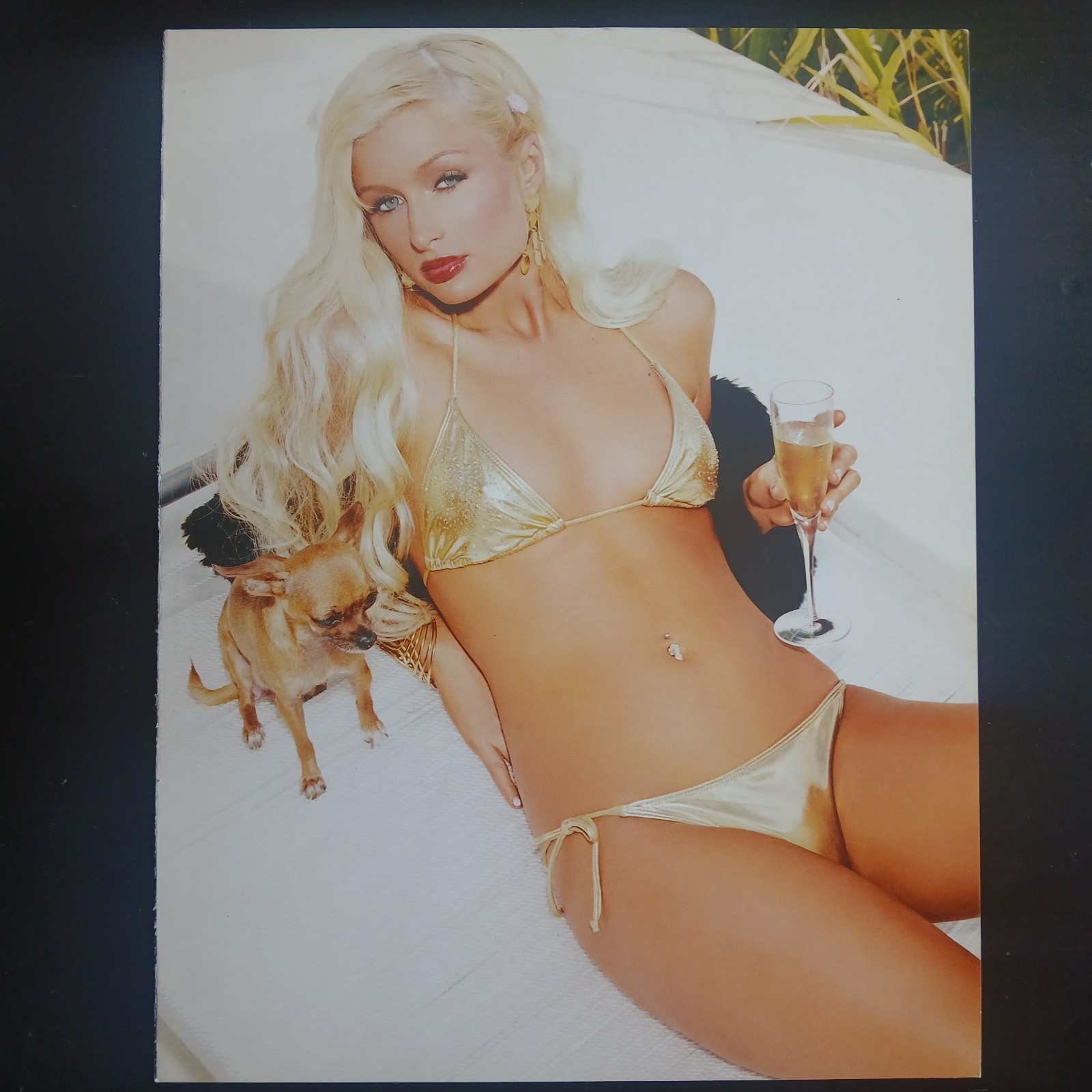 paris hilton vtg 90s cardstock guess mag ad 8 1/4″x11″