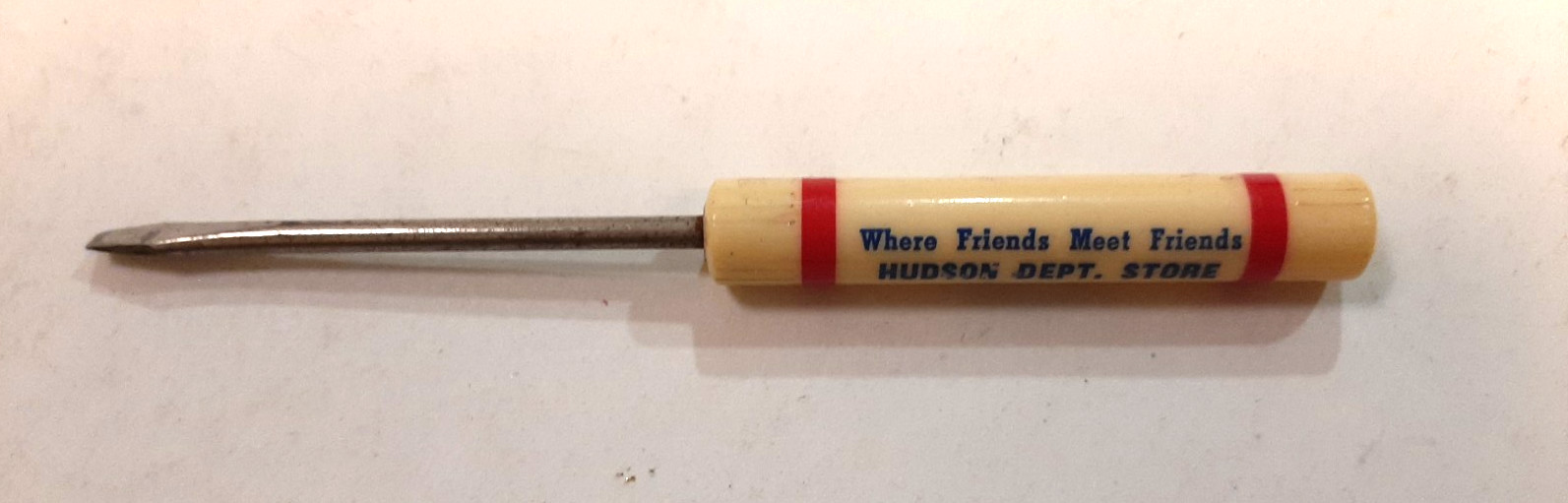 Hudson Dept Store, Augusta Kansas Small Advertising Screwdriver 1940s 1950s Vtg