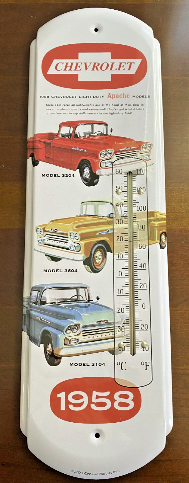 Metal Thermometer, Indoor/Outdoor Fathers Truck Lovers Chevrolet 1950s