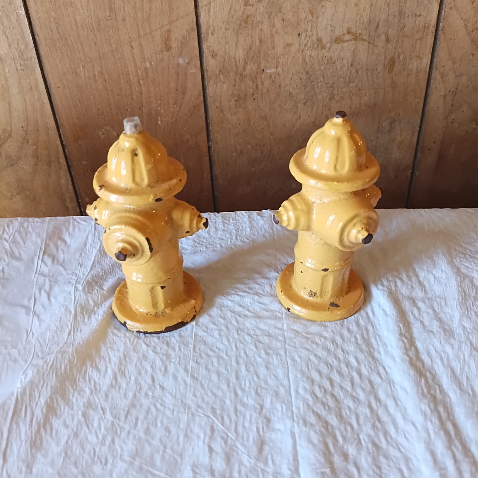 Vintage Mueller Miniature Fire Hydrants 4″ Cast Iron Yellow Heavy Paperweights