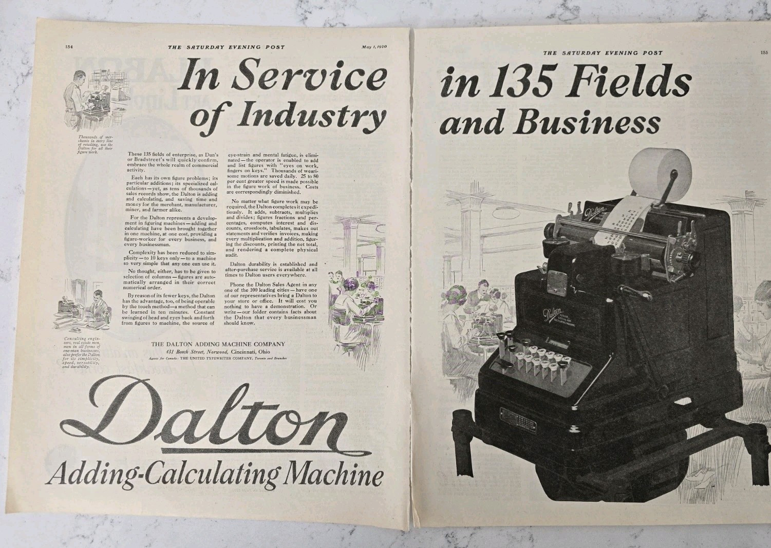 1920 Dalton Adding Calculating machine Industry and business vintage Ad