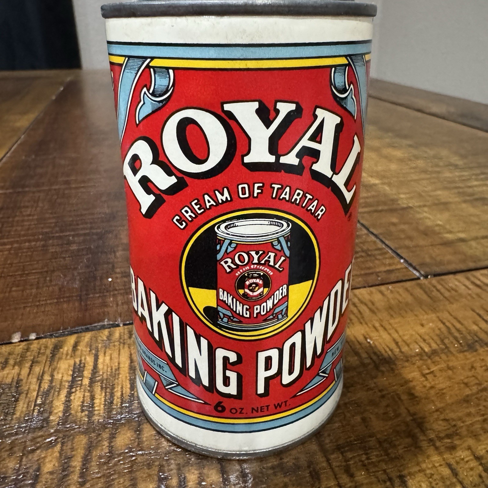 Vtg 1960’s Tin Royal Baking Powder Cream Of Tartar Cake Cookies Bread 1/2 Full