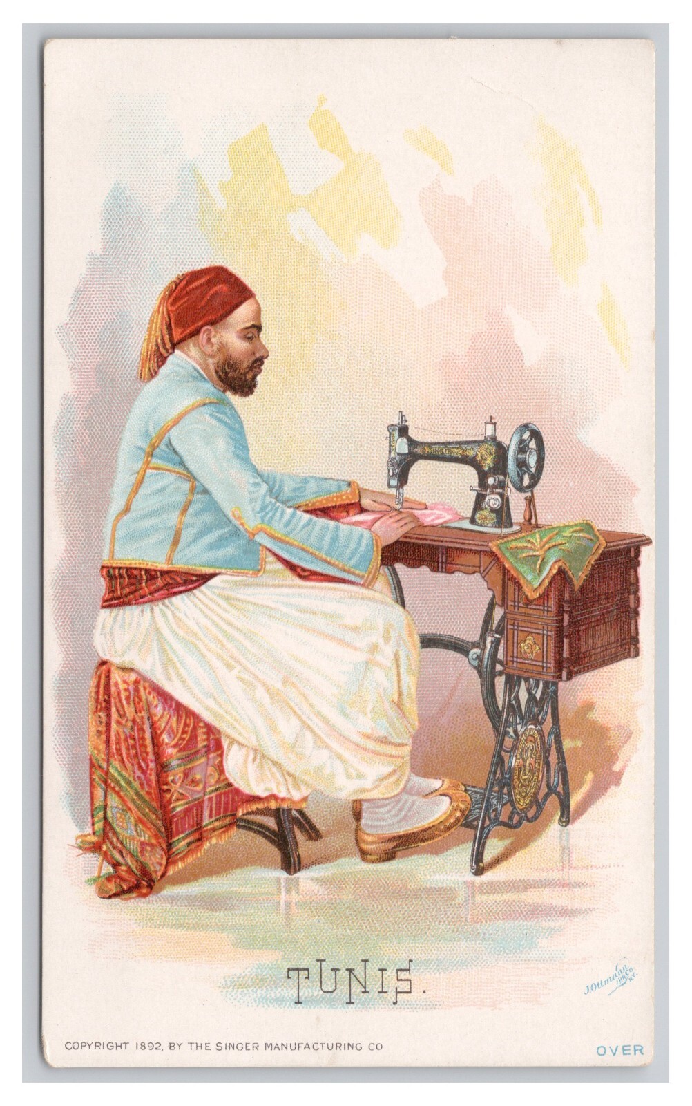 The Singer Manufacturing Co. TUNIS Vintage ©1892 Advertising Trade Card