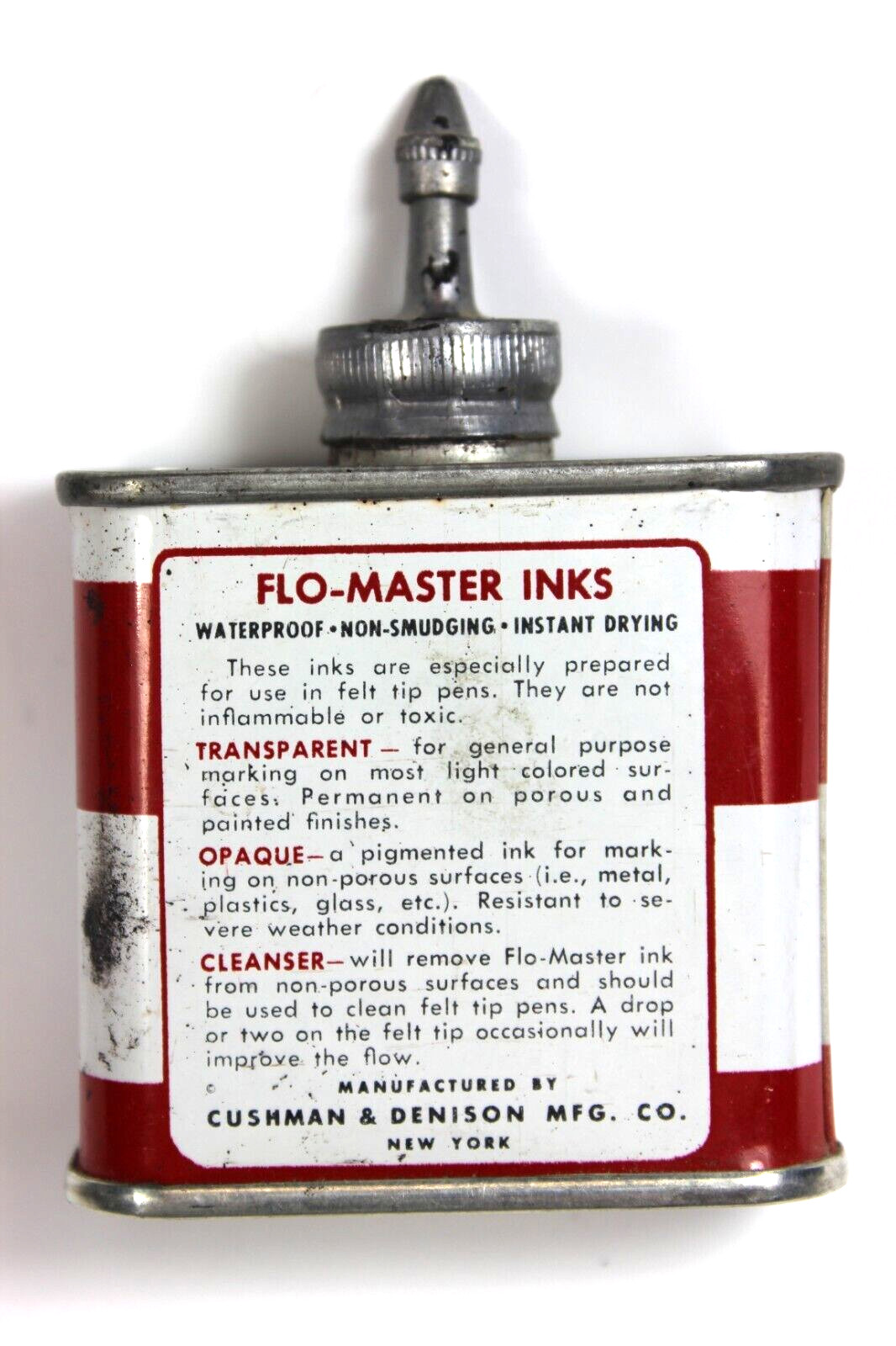 Vintage Flo-master Transparent Black Ink Stock No T-102 Cushman & Denison USA