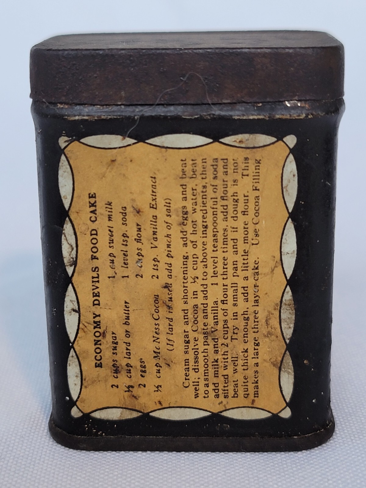 Vintage McNess Breakfast Cocoa Sample Tin Antique Advertising