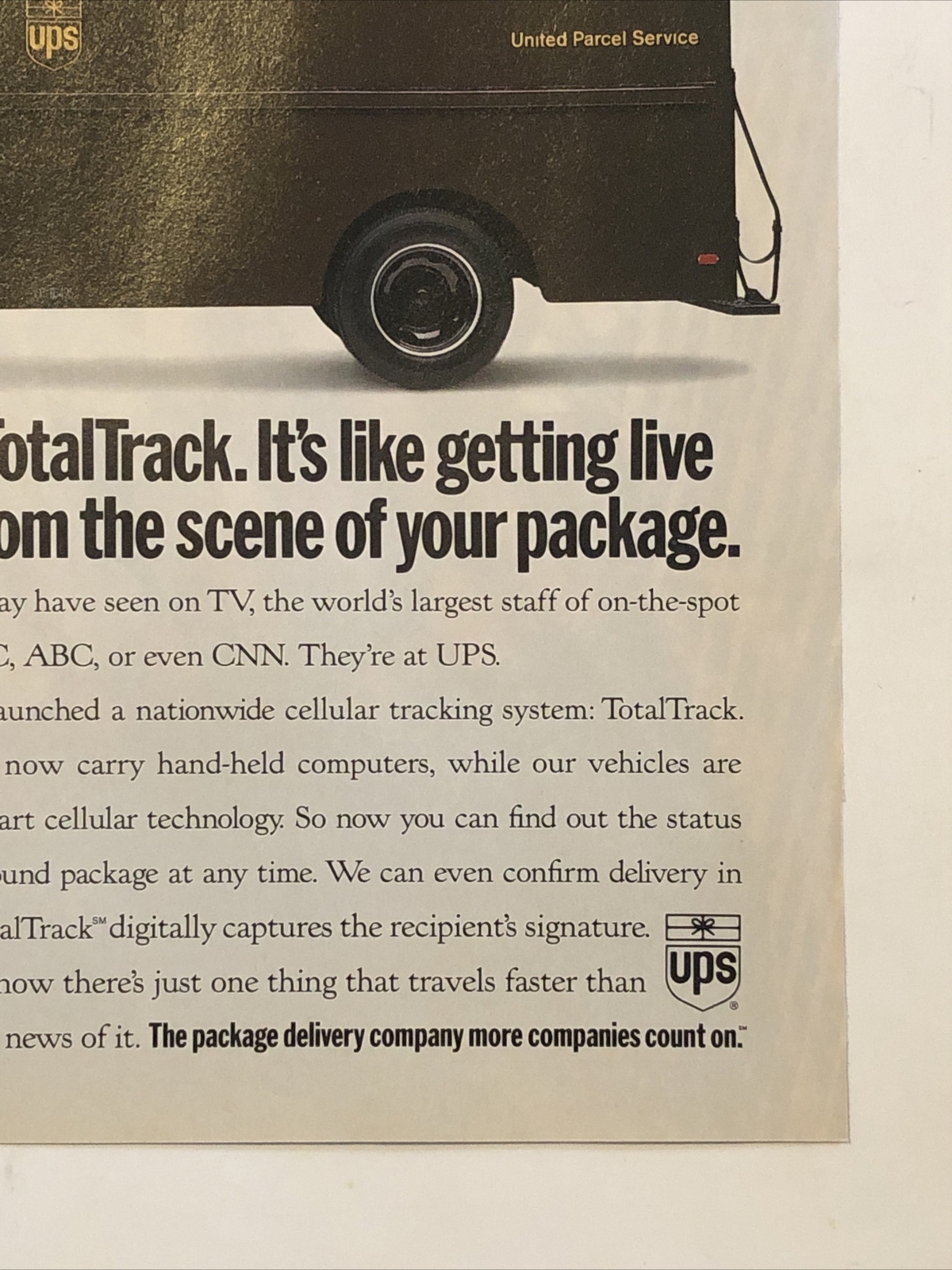 1993 UPS United Parcel Service PRINT AD TotalTrack Nationwide Tracking VTG 1990s