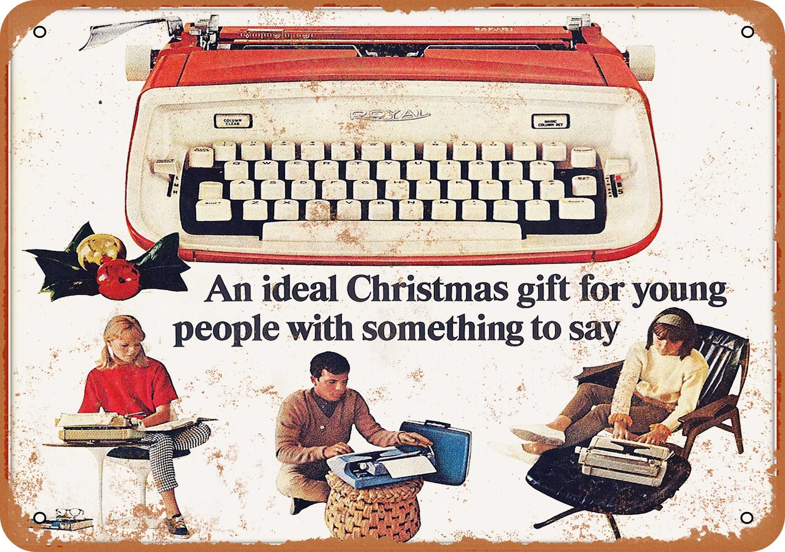 Metal Sign – 1967 Royal Typewriters for Christmas – Vintage Look Reproduction