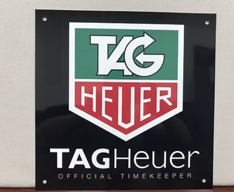 Black Heuer Watch Racing Official Time Keeper Premium Quality Garage Sign