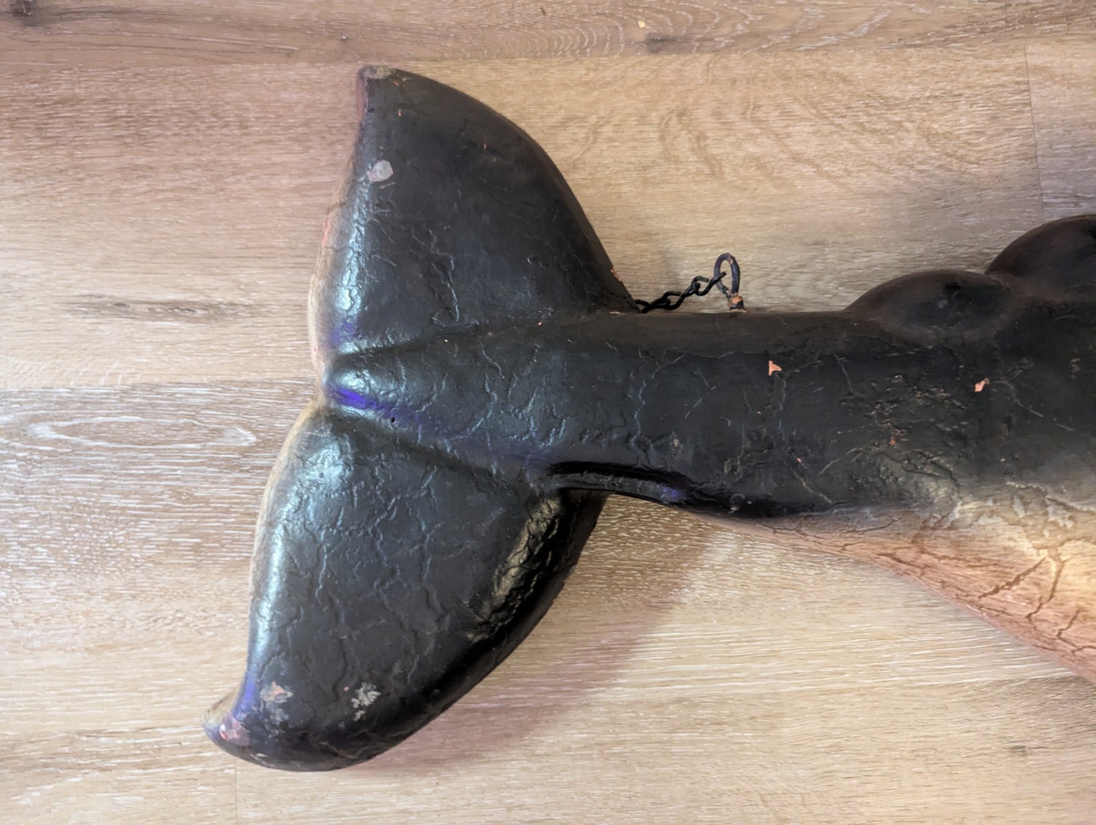 RARE Large Antique Handmade Whale Whaling Fish Tin Hanging Trade Sign Sculpture
