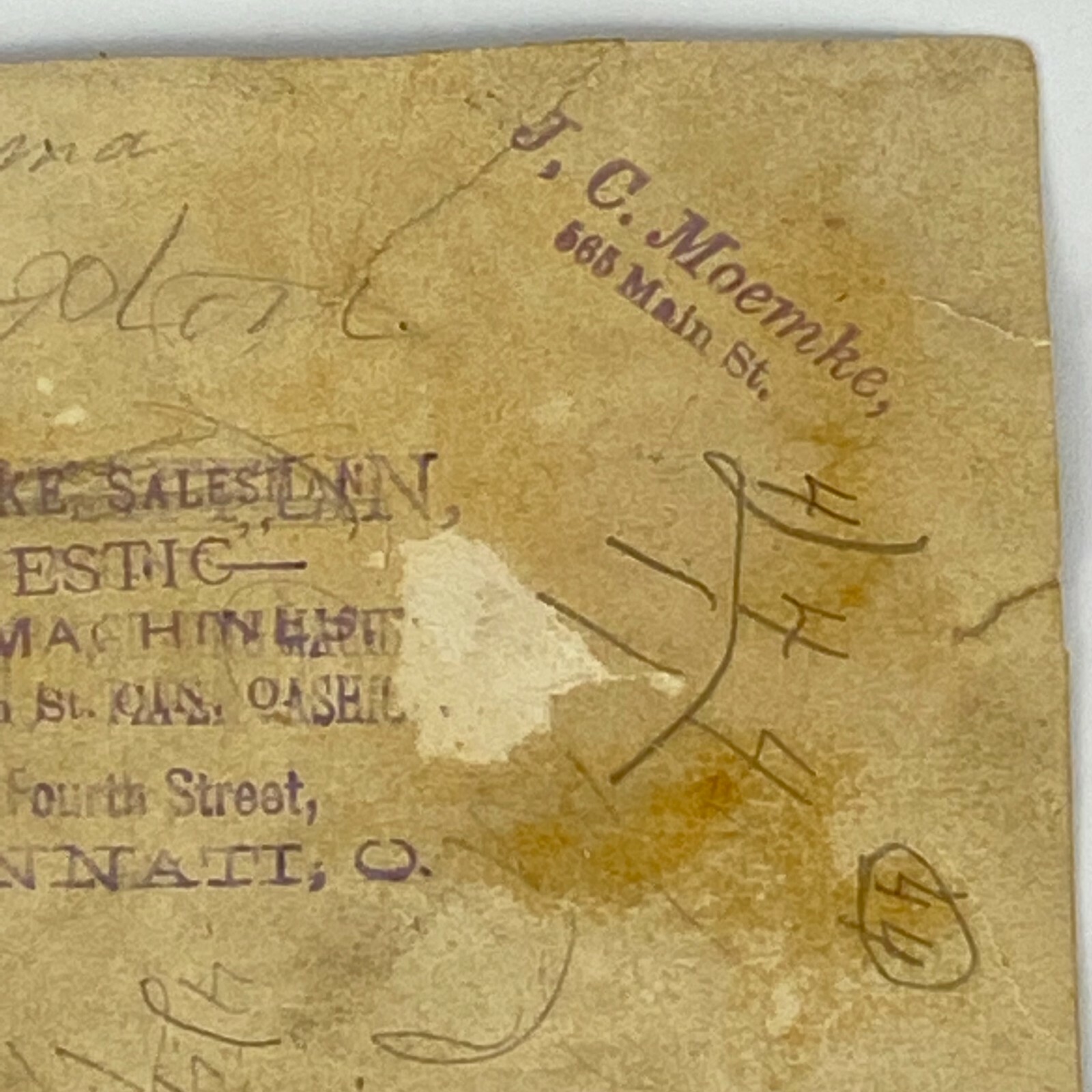 1886 Domestic Sewing Machines Trade Card HAB Artist Signed Donkey Cincinnati OH