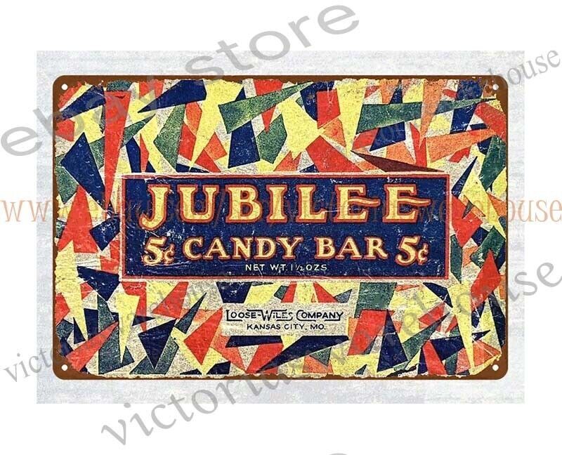 1930s Loose Wiles Jubilee Candy Kansas City MO metal tin sign unique wall art