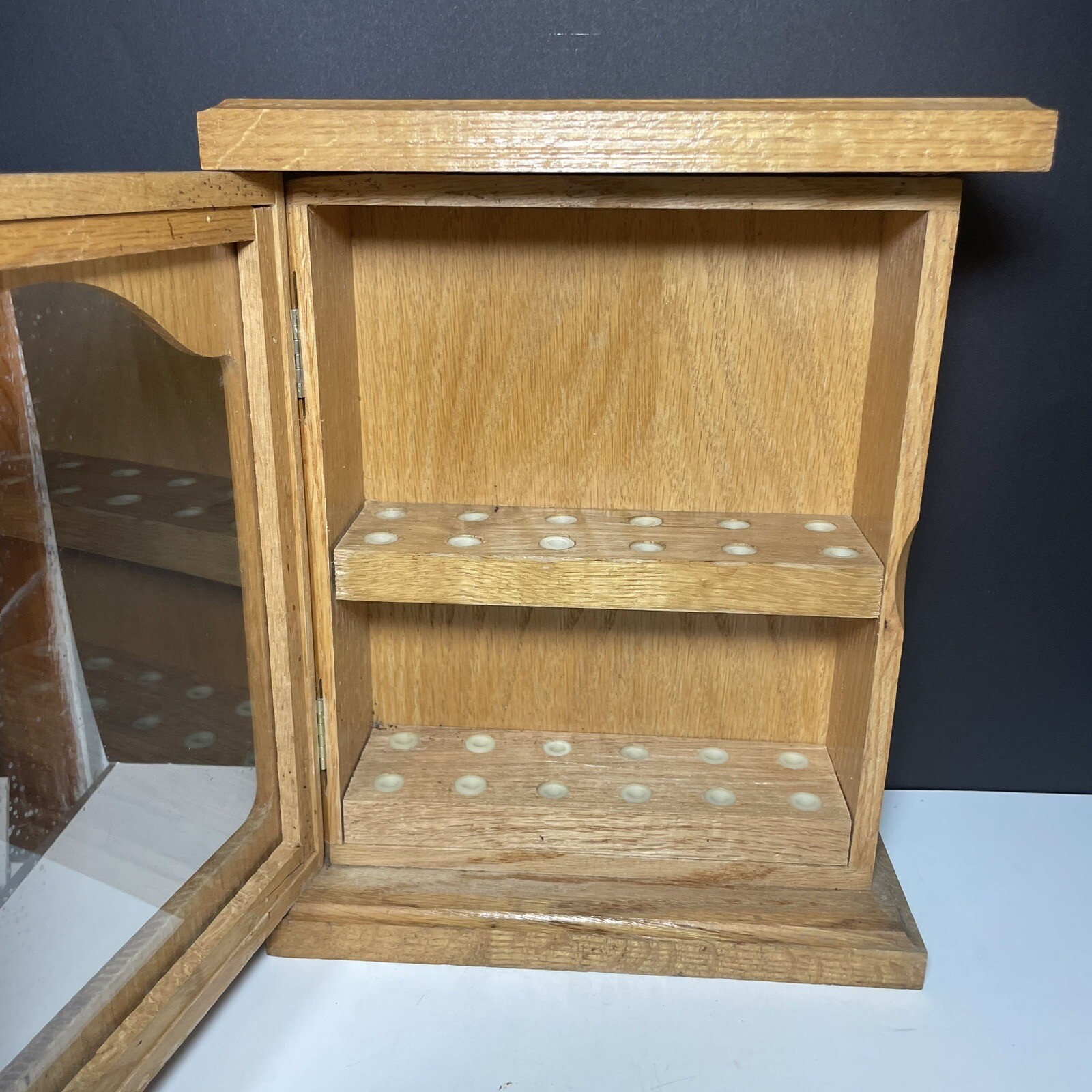 Porter Cable Oak Store Display 24 Bit Box Case 11 1/2″ x 9 1/4″ Plexiglass Front