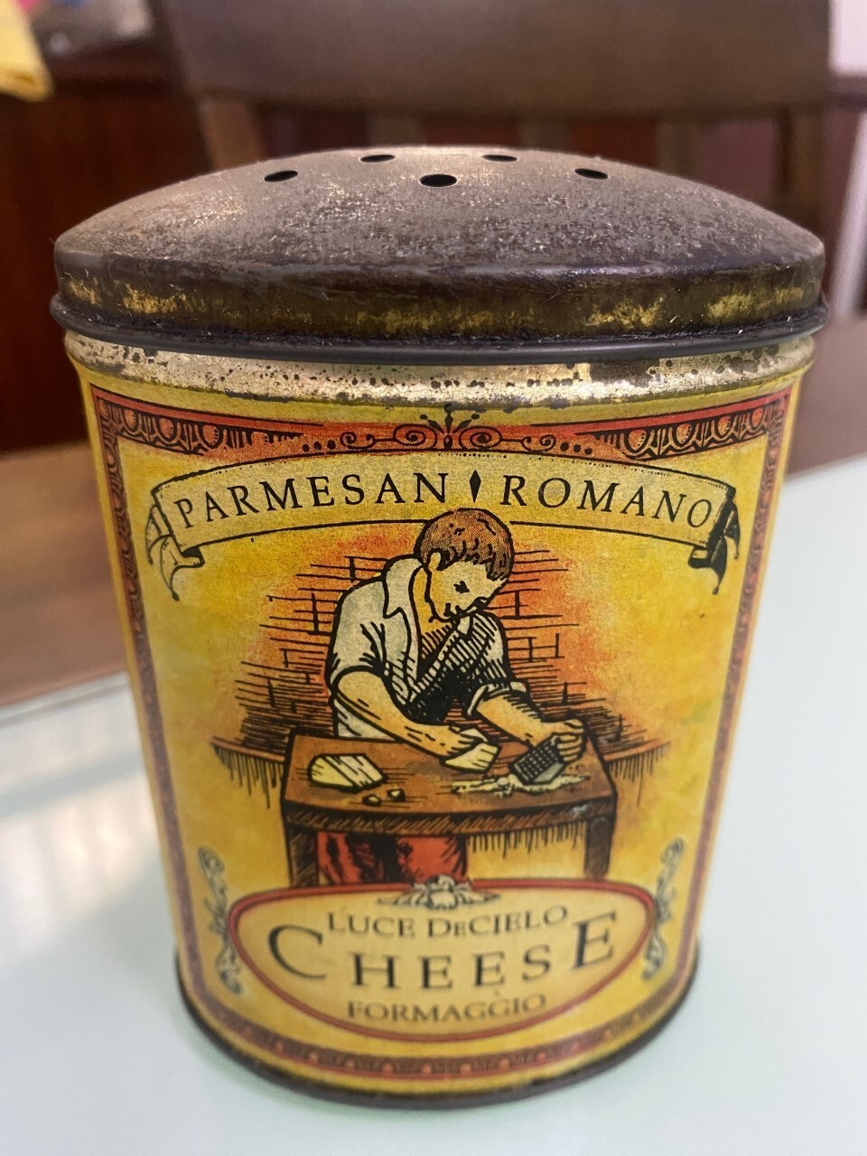 VTG 1970 Cheese Shaker Canister Bristol Ware Tin Box Parmigiano Italian Decor