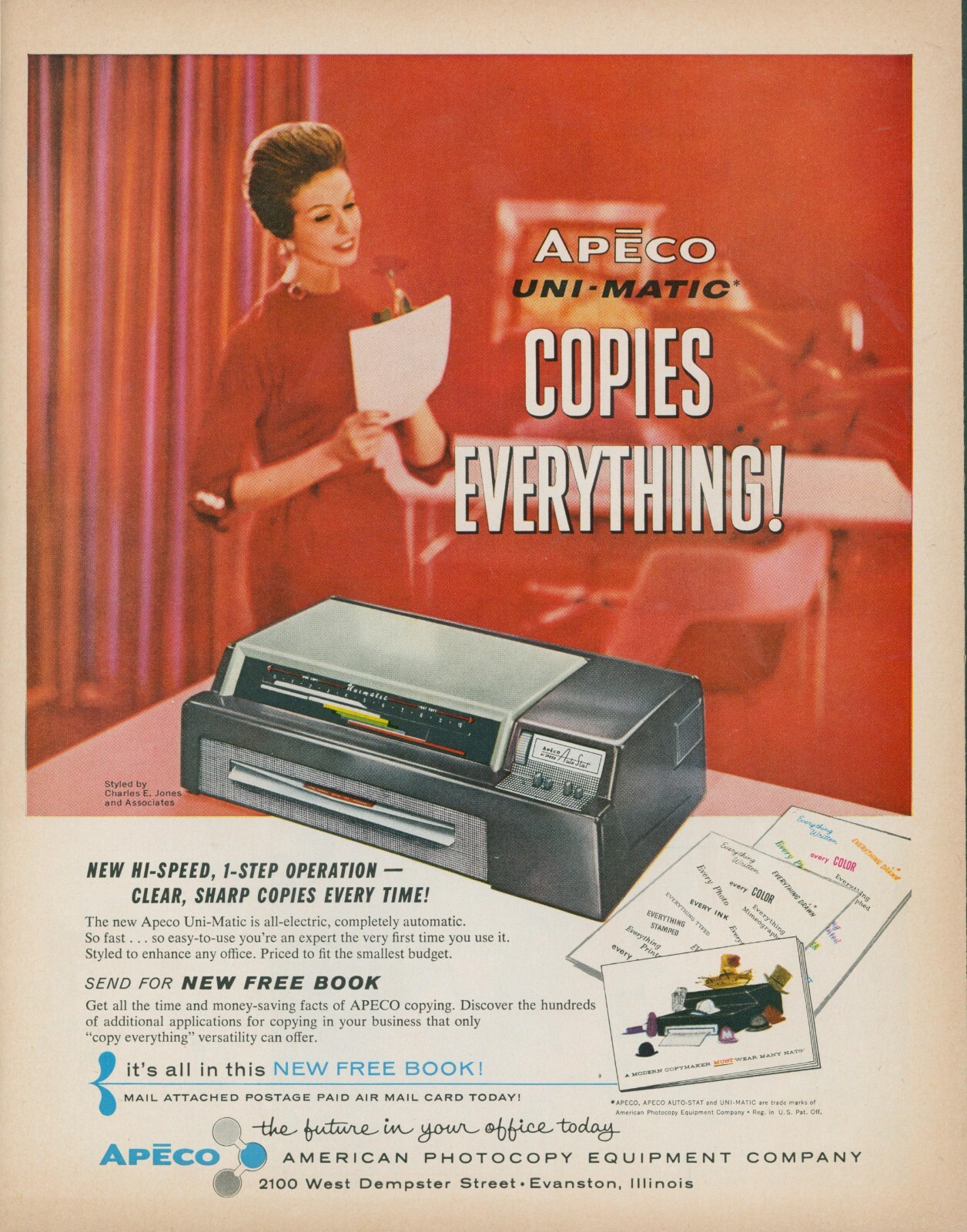 1961 Apeco Uni Matic Copier Photocopy Equipment Book Offer Vtg Print Ad LO9