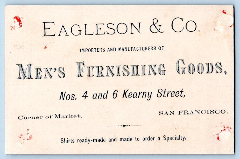 SAN FRANCISCO CA*KEARNY ST*EAGLESON & CO*MEN’S FURNISHINGS*GIRL BLINDFOLDS DOG