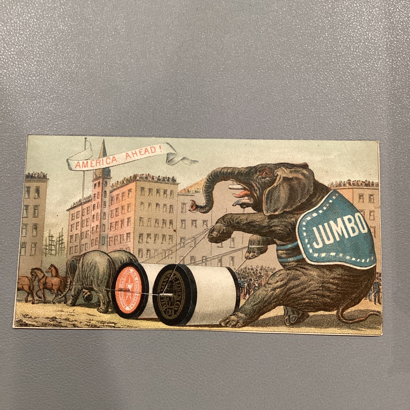 Wildman Linen Co Six Thread Superior Machine Jumbo Circus Elephant Trade Card
