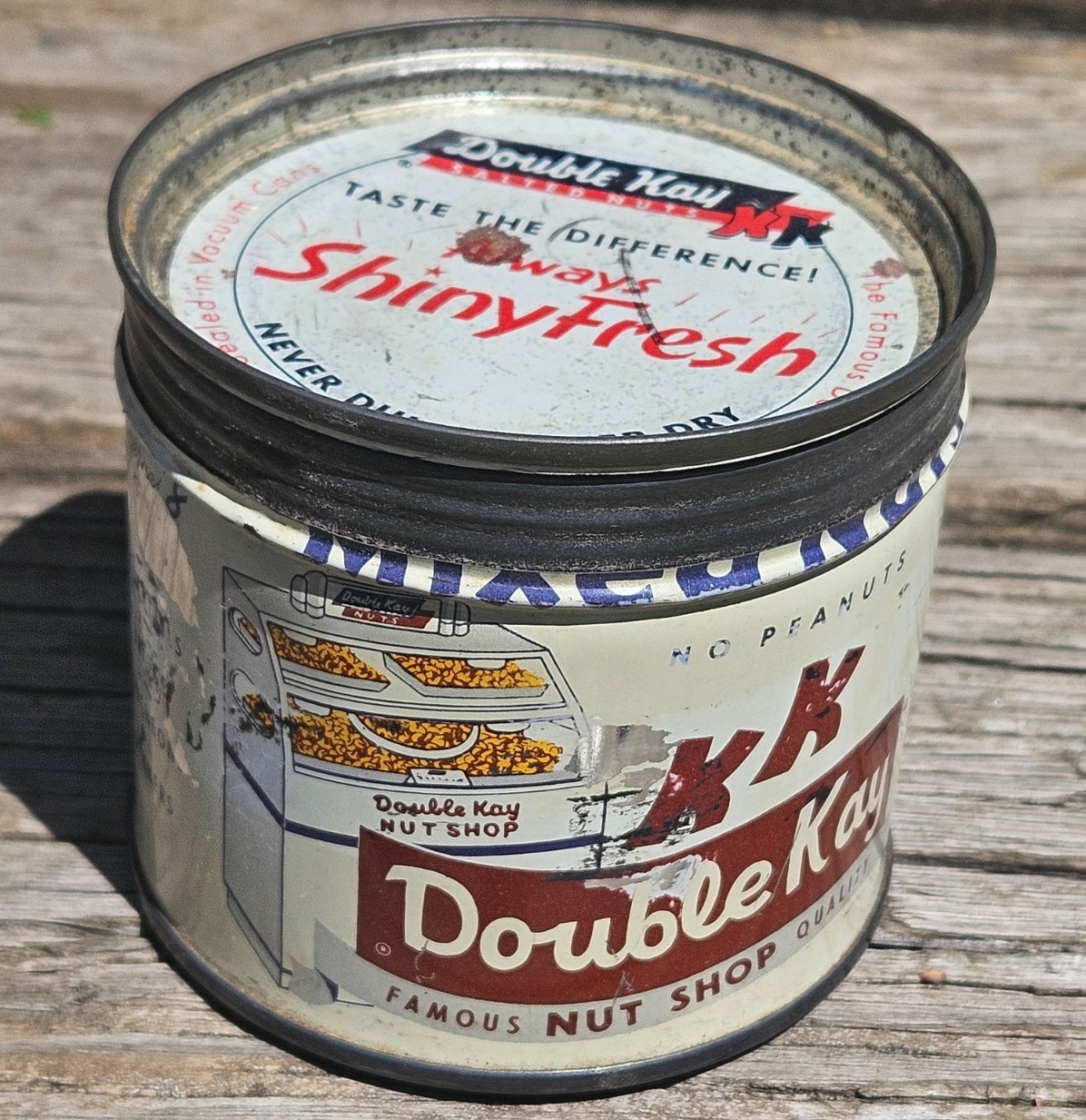 Vintage Kelling Nut Co Double Kay Salted Mixed Nuts Peanuts Advertising Tin Can