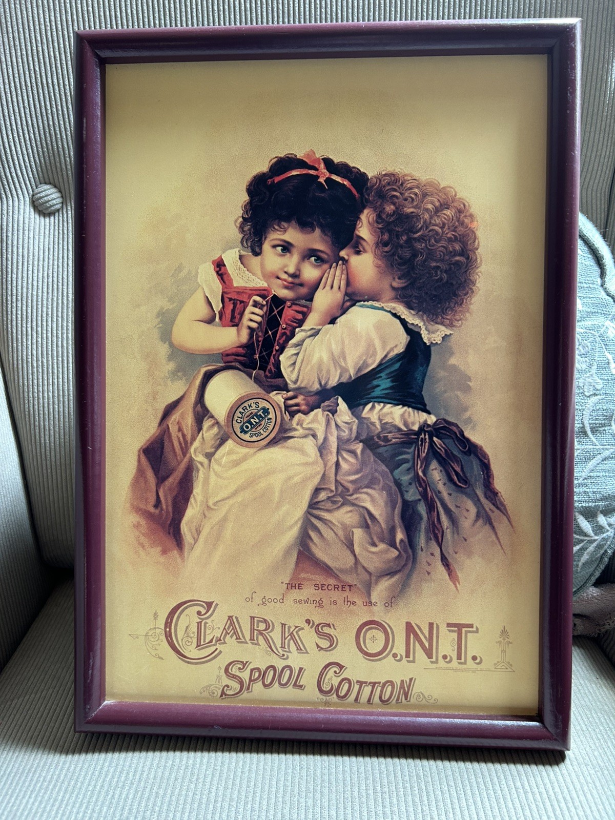 Vintage Clarks ONT Spool Cotton “The Secret” Replica Sign 17”X 12”