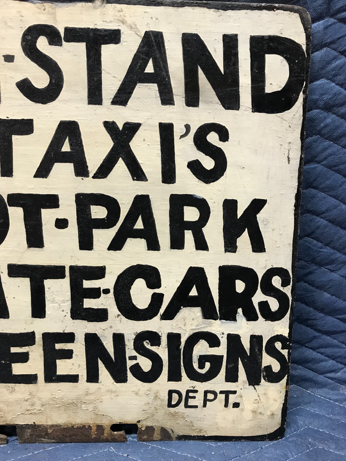 1930’s VTG 16×18 Steel Police Dept. Taxi Stand No Parking Cars Sign Old 65-26B