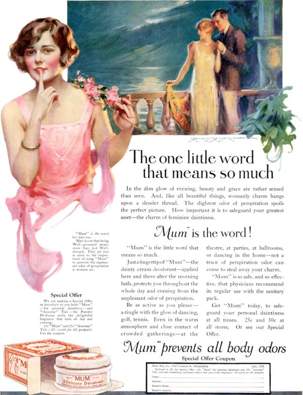 Three C E Chambers Mum Deodorant 1920s Magazine Print Ads