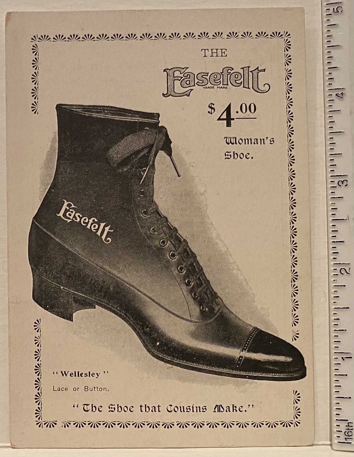 The Easefelt Woman’s Shoe by Cousins Brooklyn NY Sold by Jordan Marsh~Trade Card