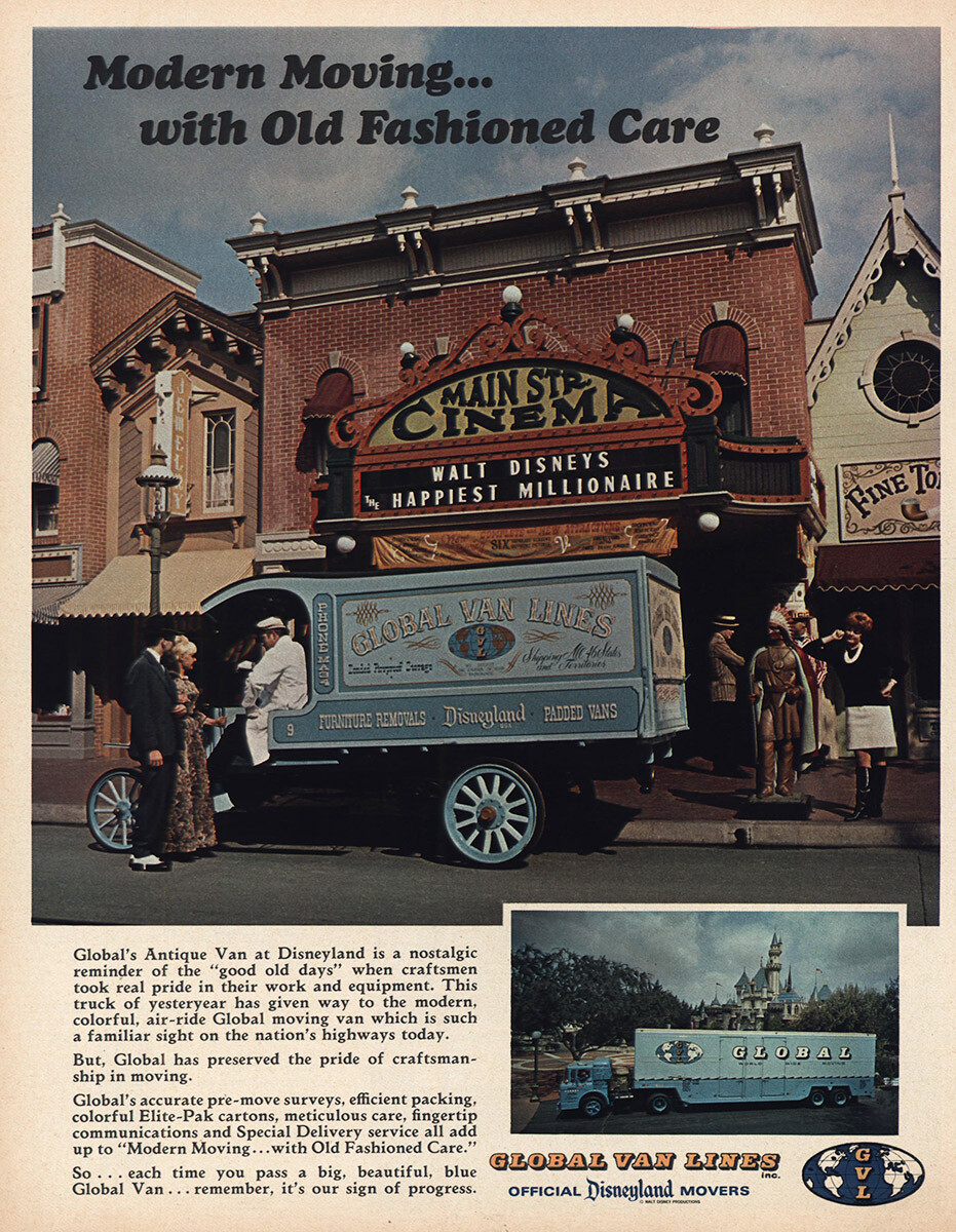 1967 Global Van Lines: Disneyland Vintage Print Ad