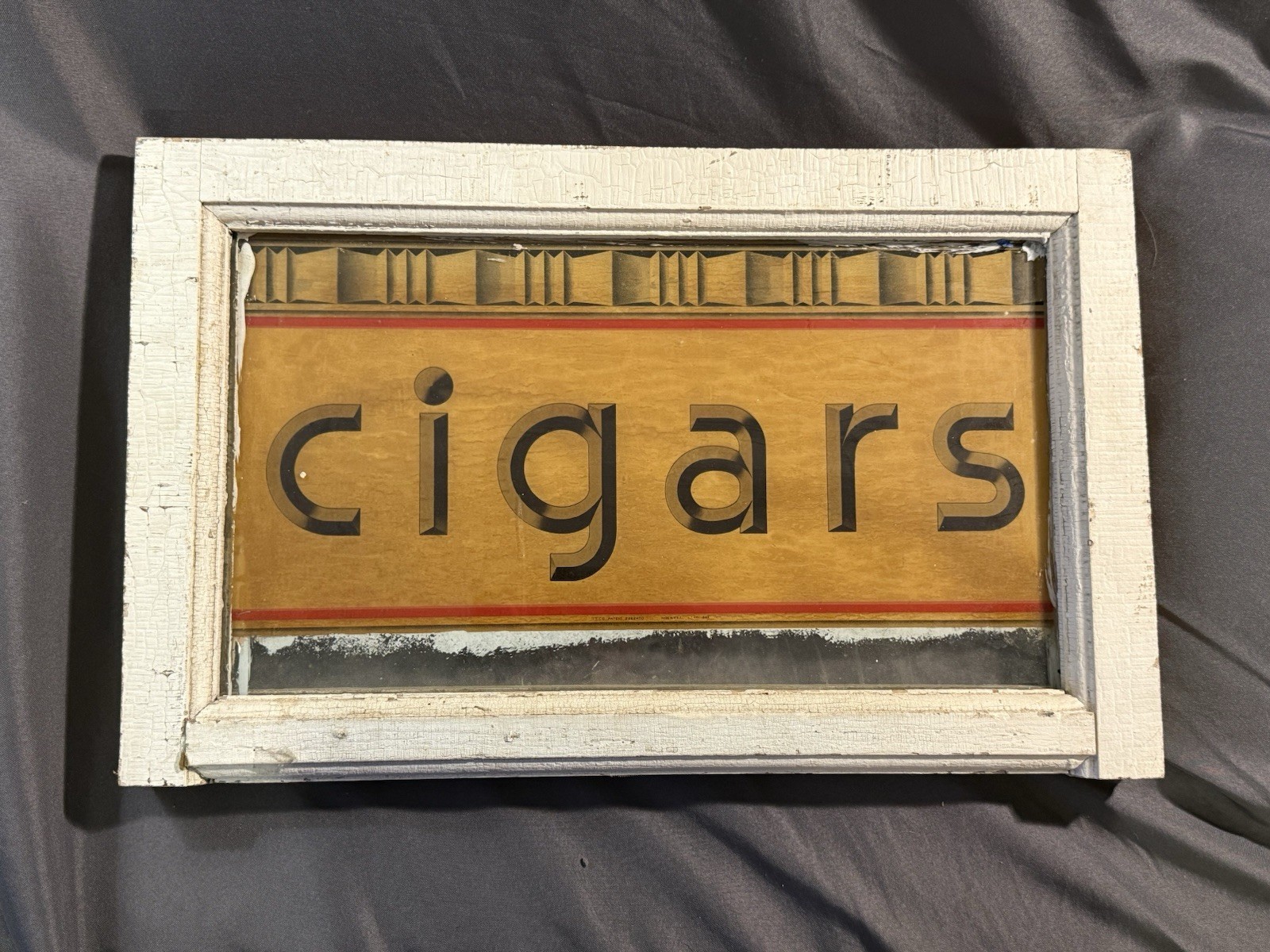 Antique CIGARS Advertising Sign Make Do Applied Window