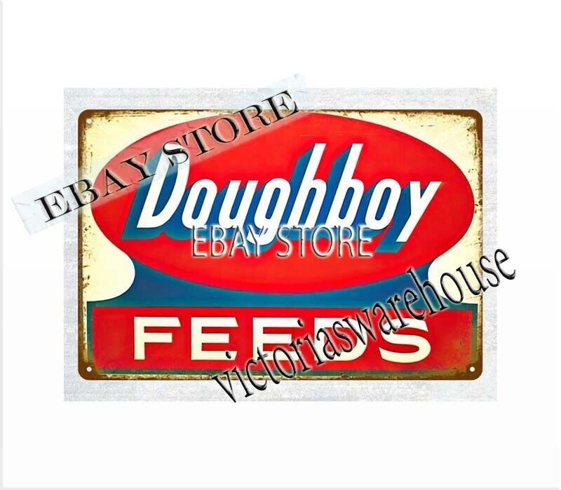 wall art decor living room Doughboy Feeds farm barn ranch metal tin sign