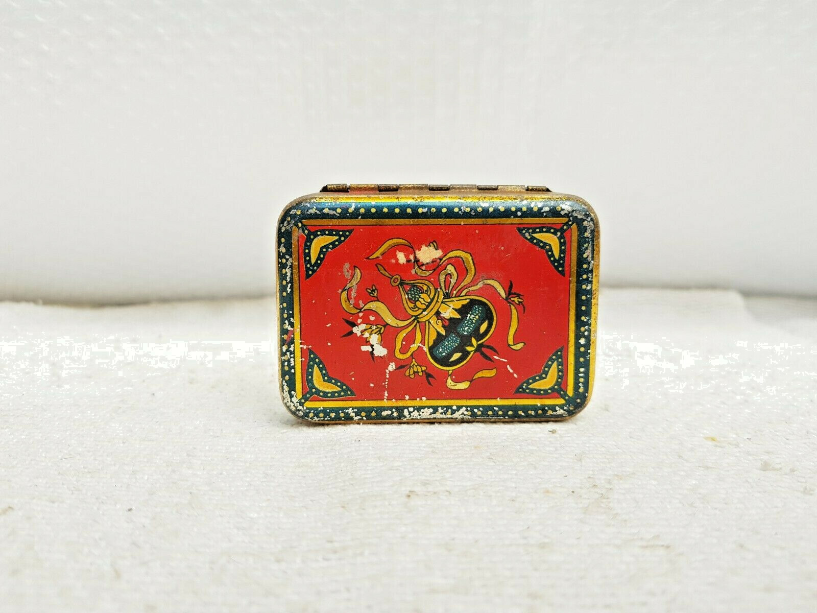 1930s Vintage Leafy Abstract Art Islamic Litho Tin Box Rare Czechoslovakia TB595