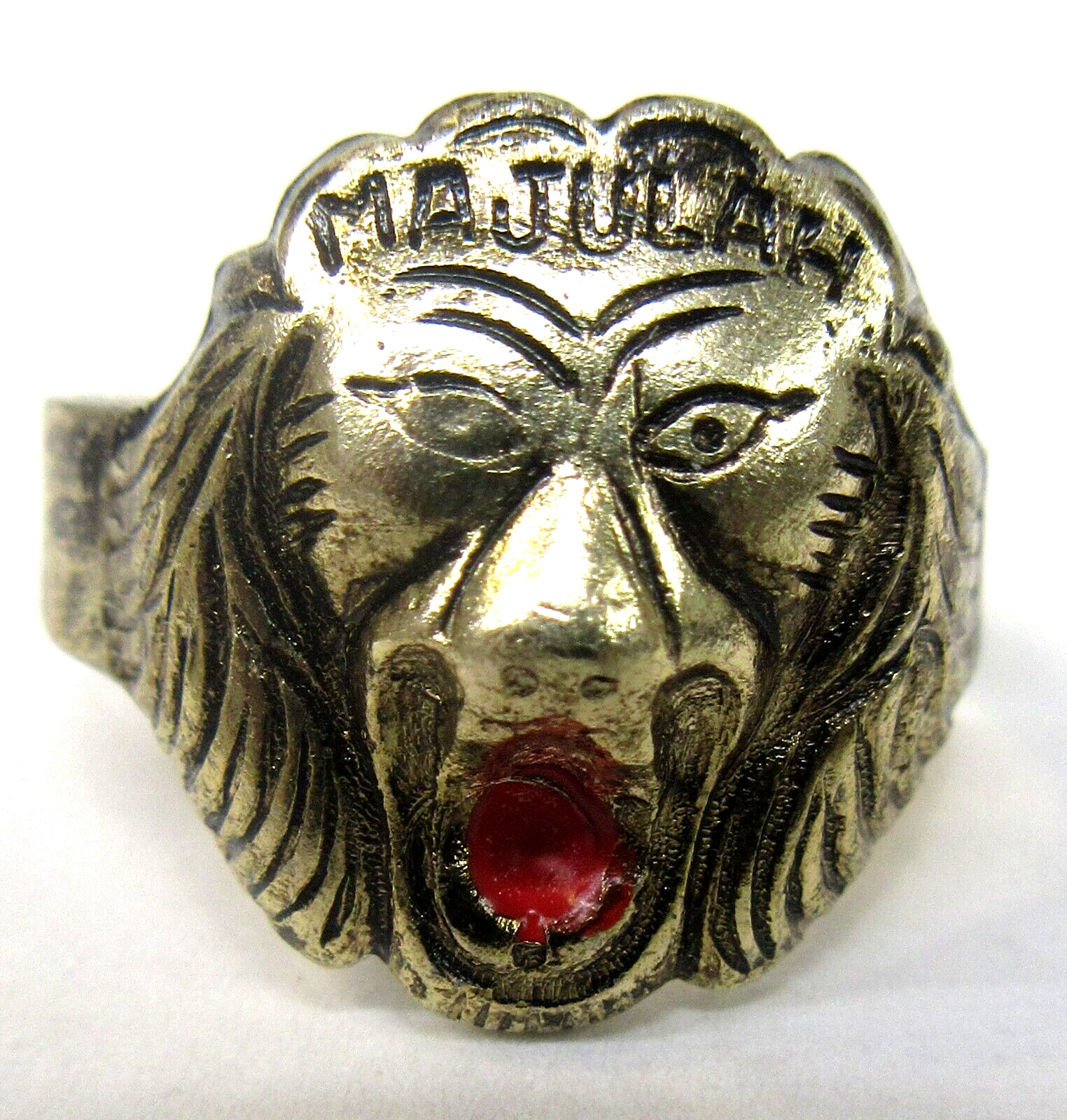 vintage MAJULAH LION brass ring adjustable unknown premium gumball prize