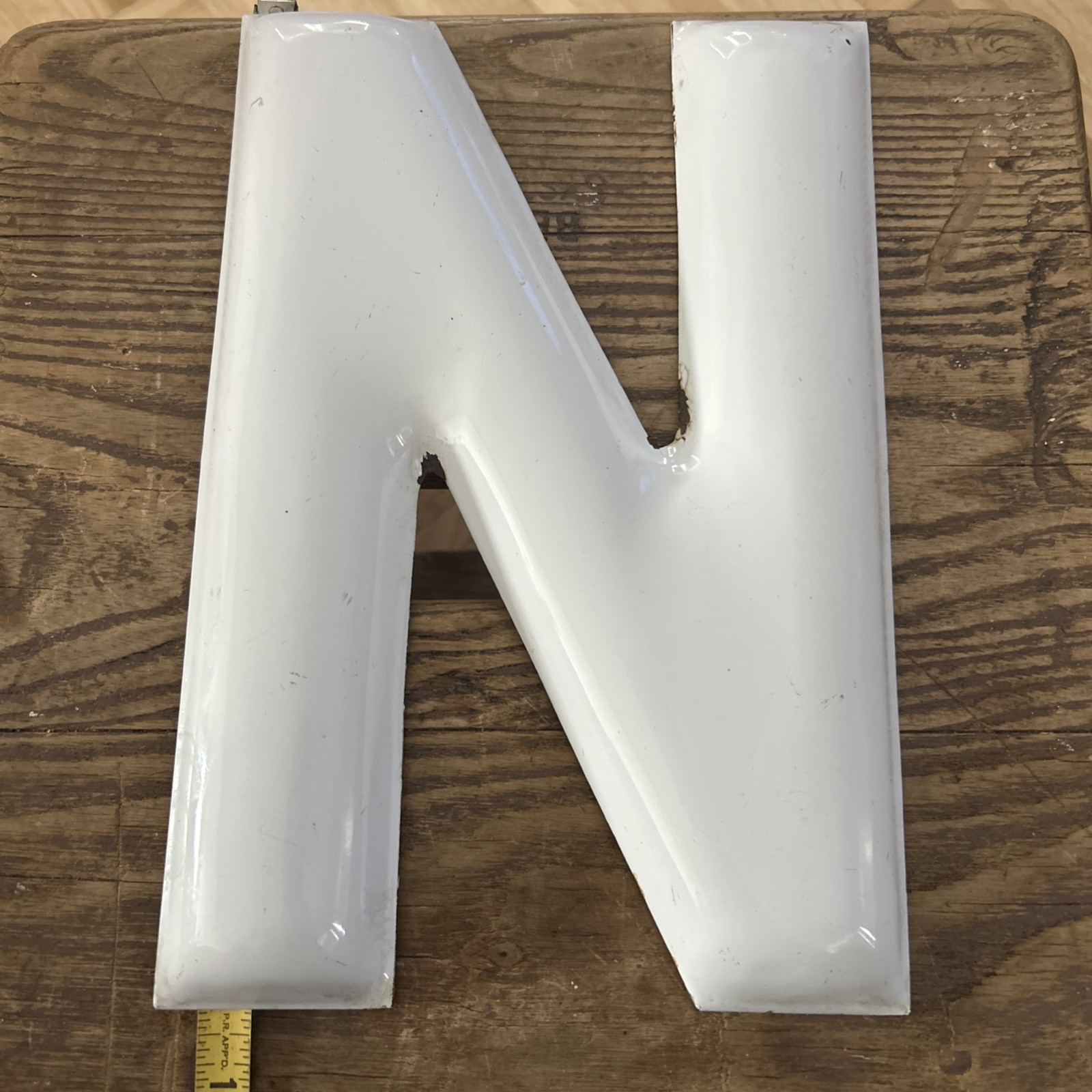 One (1) ANTIQUE “N” ENAMEL LETTER 10” PORCELAIN SIGN STORE Great Decor