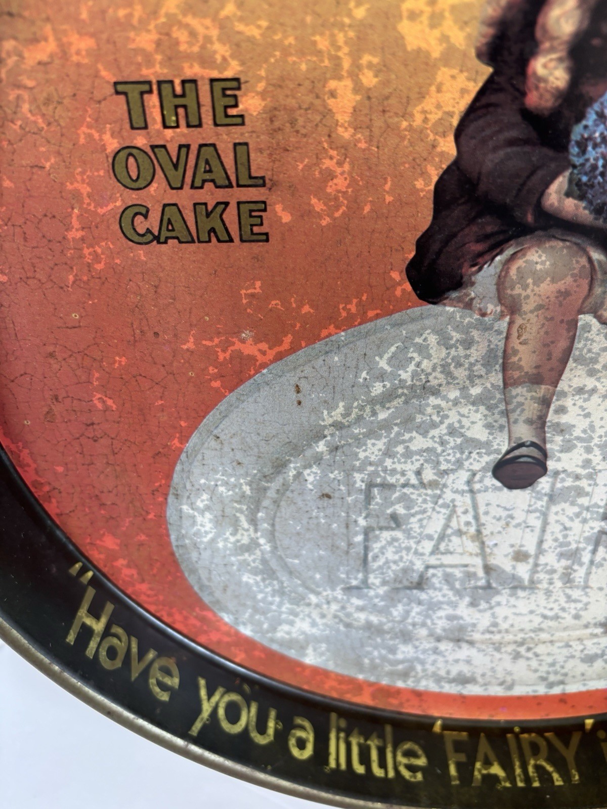 ANTIQUE TIN ADVERTISING TRAY FAIRY SOAP 14 IN. ROUND LITHOGRAPH 1910