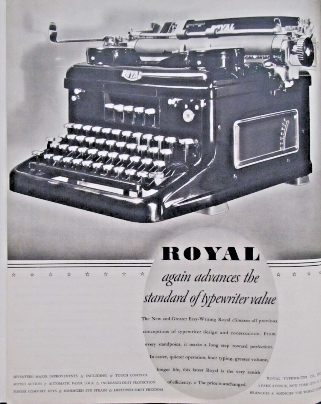 Vintage 1934 Ad Royal Typewriters