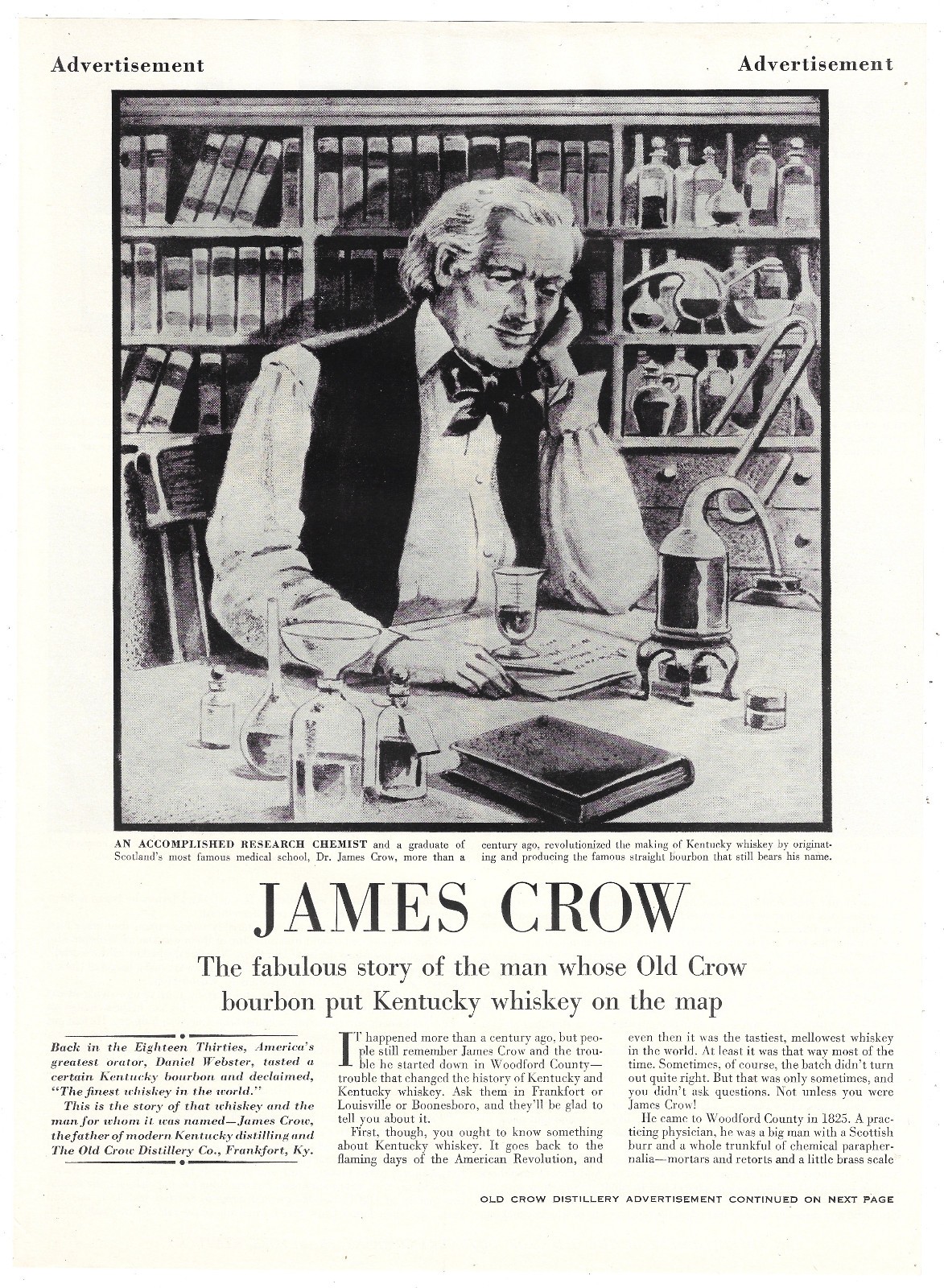 Old Crow Kentucky Bourbon Whiskey Vintage Ad 1950s Old Crow Distillery 1953