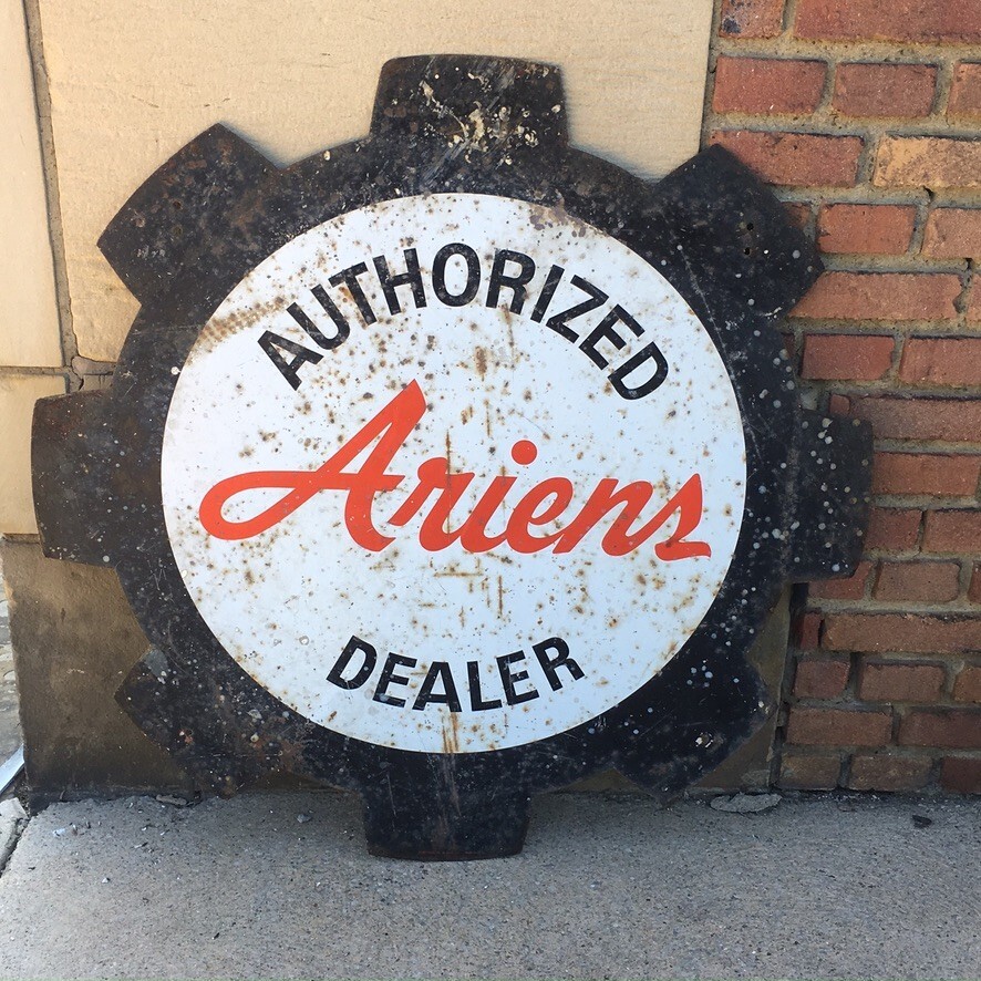 VTG 3′ Ariens Dealer Two-Sided Metal Advertising Sign Cog Design Stout Sign Co.