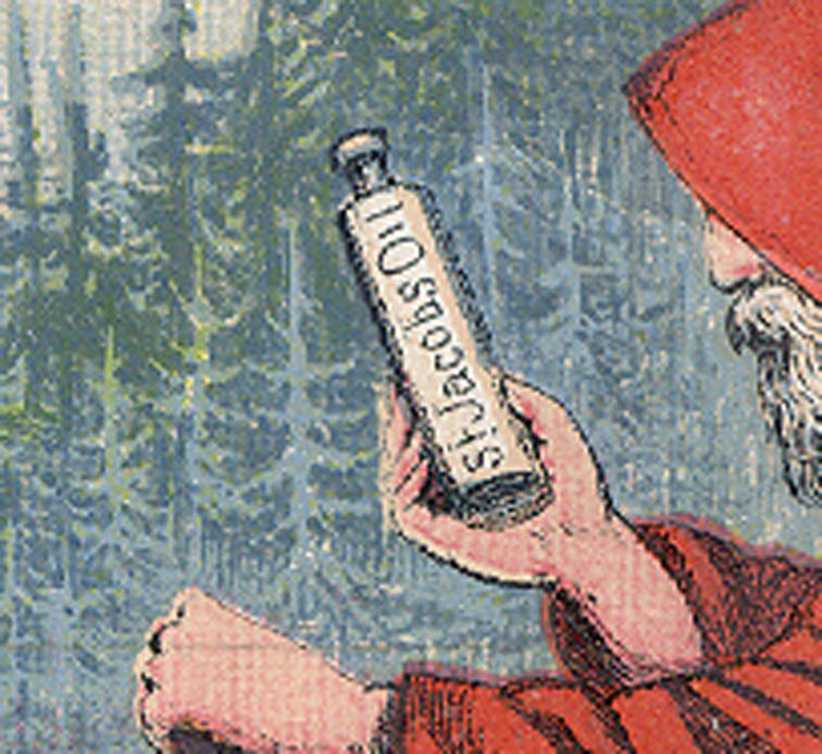 1880s DIXON ILL, C H KEYES, ST JACOBS OIL FOR PAIN TRADE CARD, TC104