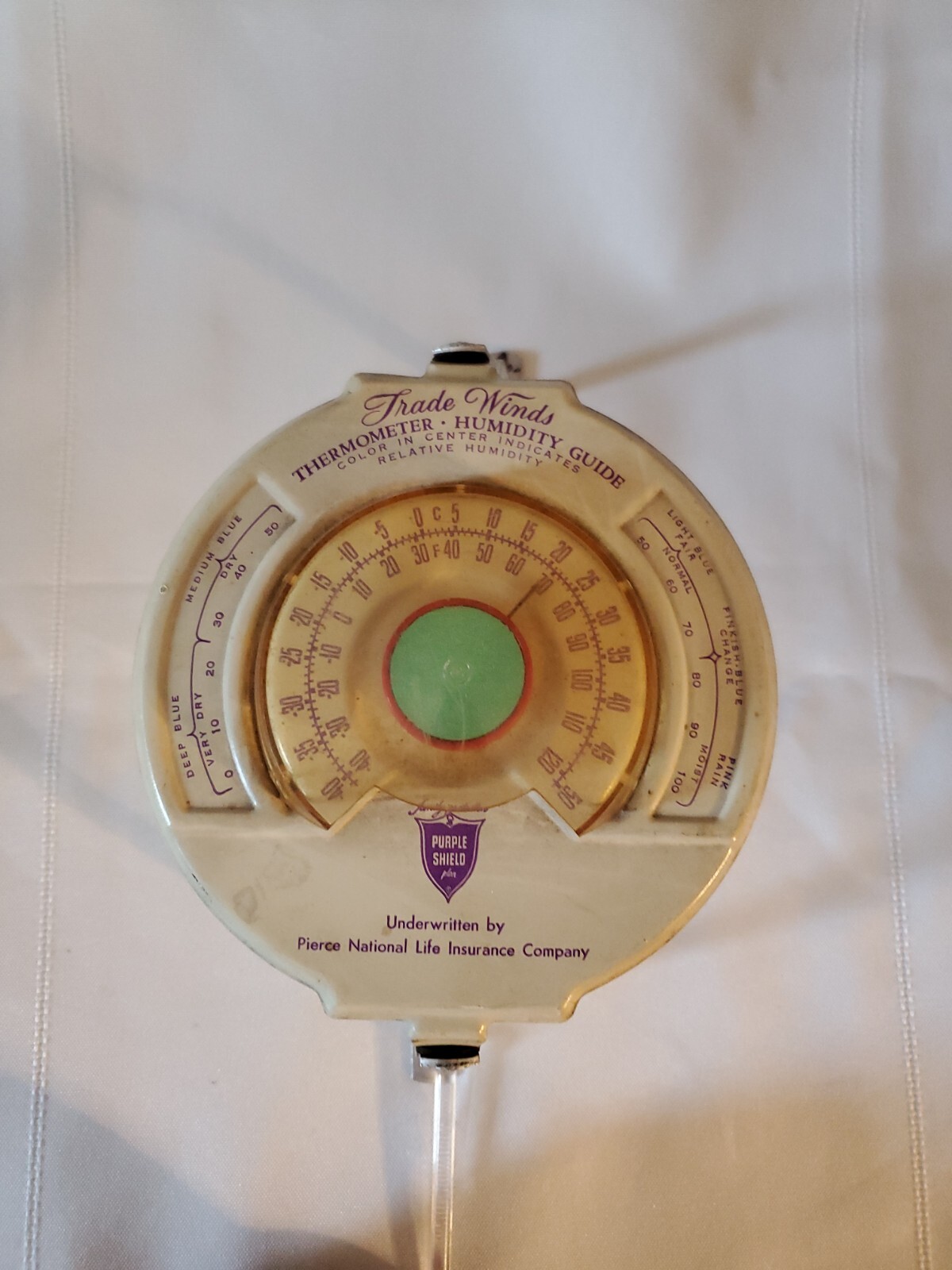 Trade Winds Thermometer & Humidity Guide Pierce National Life Insurance Co