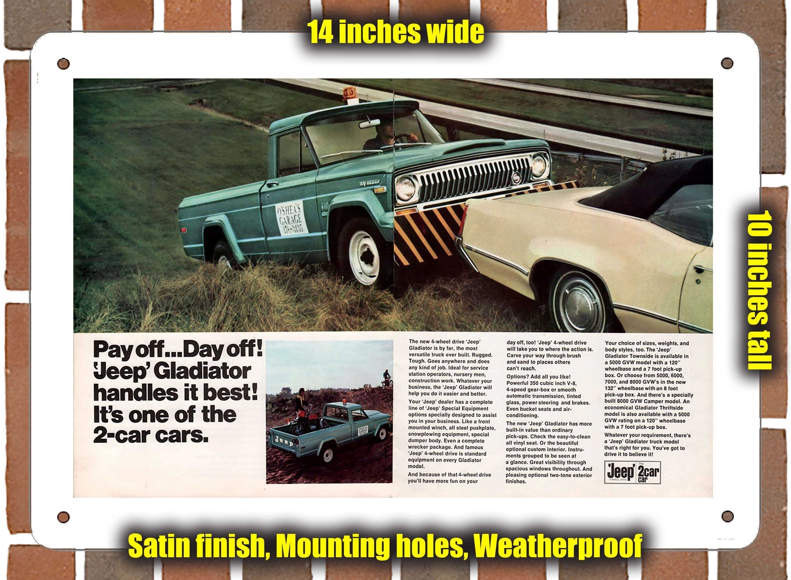 Metal Sign – 1970 Jeeps Gladiator (Sign Variant #3)